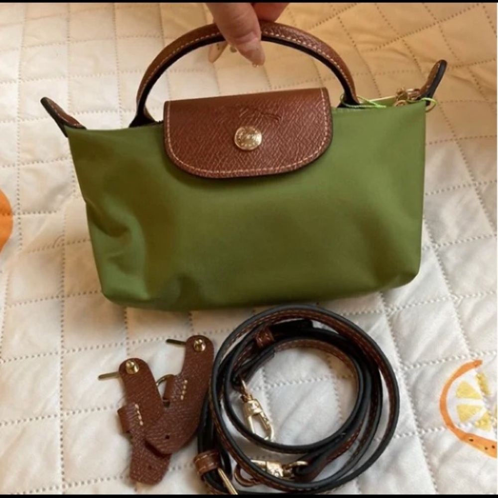 Longchamp Le Pliage Mini Zip Snap Tote in Green